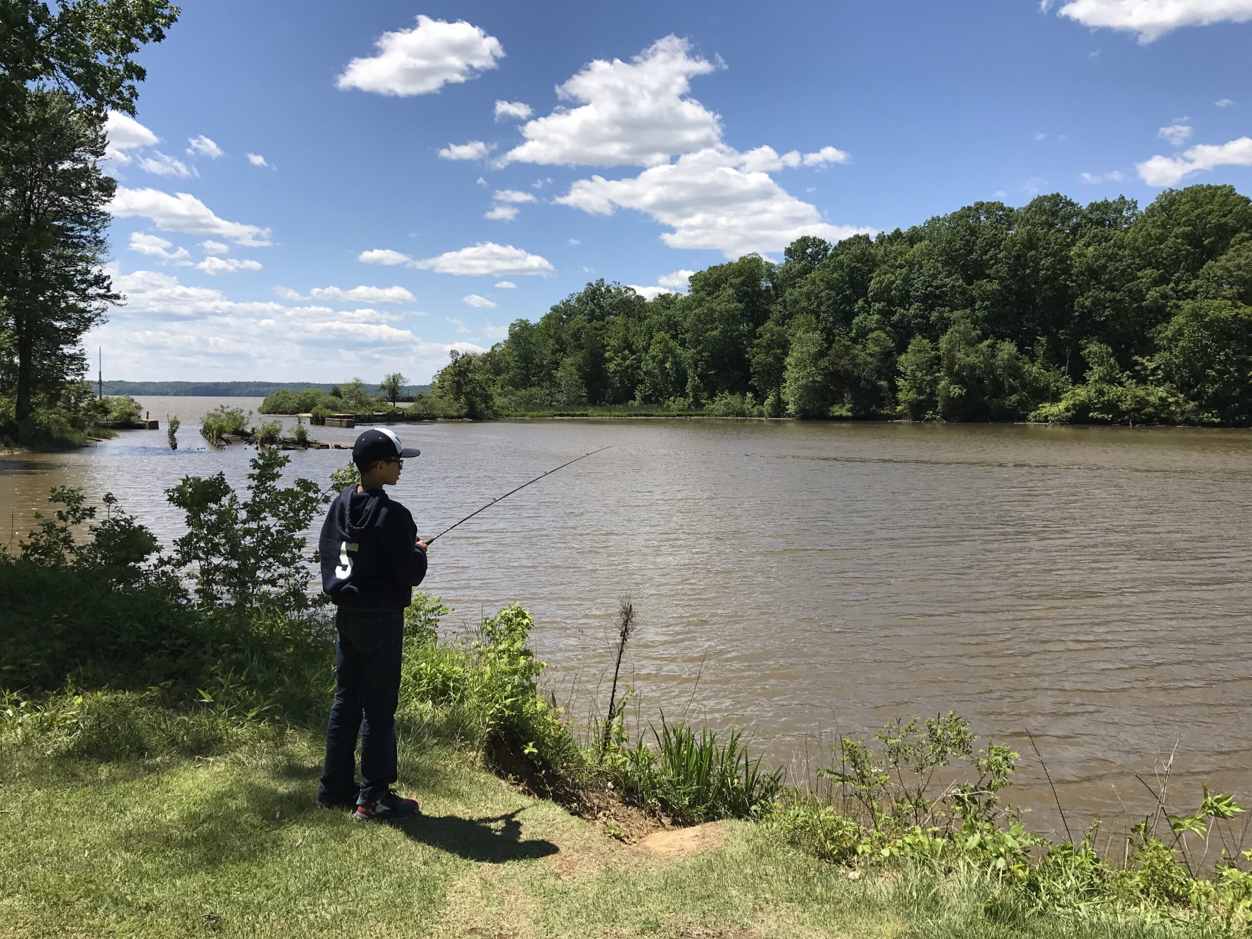 Fishing along the shoreline of the Burning Basin (Courtesy of Maryland DNR). 